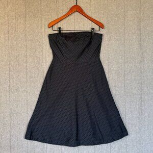 90s Vintage American Eagle Strapless Black Swiss Dot A line Midi Dress Size 10